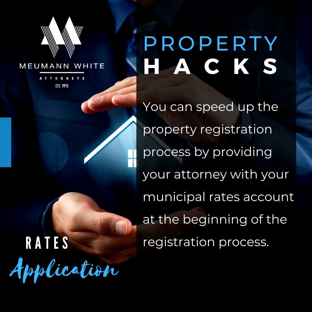 Property Hacks | Meumann White Attorneys

You can speed up the property registration process by providing your attorney with your municipal rates account at the beginning of the registration process.

#meumannwhite #kznlawfirm #propertylaws #exclusiveusearea #sectionaltitle