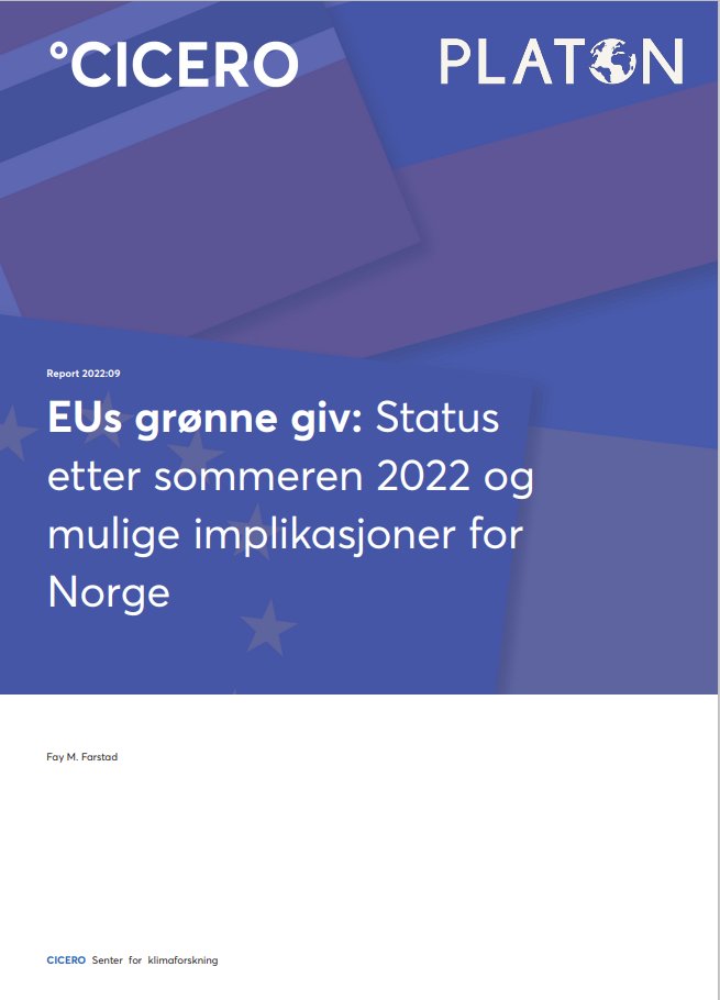 PlatonKlima's tweet photo. Helt fersk @CICERO_klima @PlatonKlima rapport om EUs grønne giv: 

Status på klimaregelverket etter sommeren: Hvordan kan det endre seg, og hva kan det bety for Norge?

➡️https://t.co/DvoNp495ro https://t.co/NRgt1eBiKj
