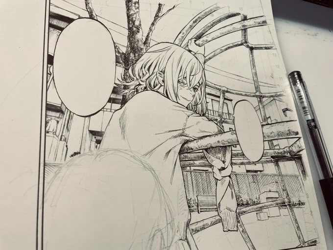 流石にフリーハンドが過ぎてアイレベル少しミスった。にしてもジャングルジムって描くの難しいよなぁ.... 