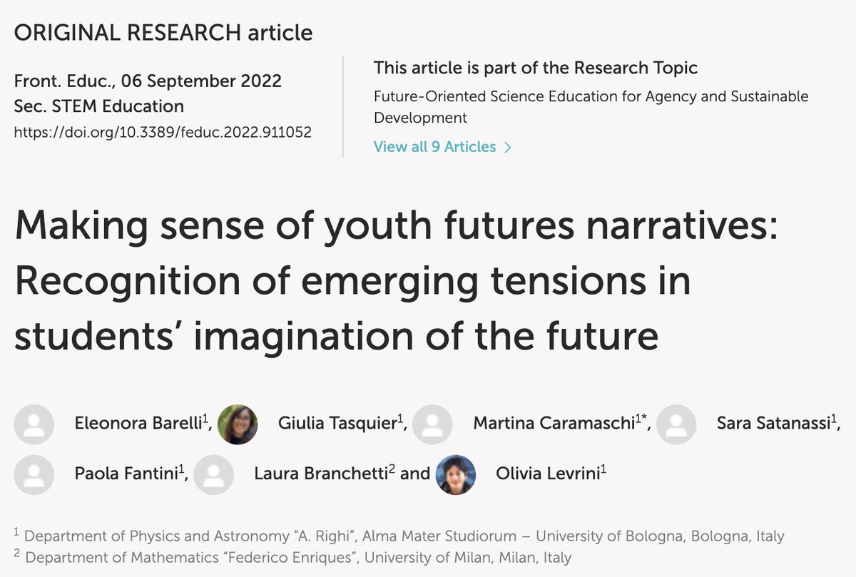 FEDORAprojectEU's tweet photo. 🚨 Freshly published FEDORA research on students' narratives about the future! Read the paper in #openaccess ➡️ https://t.co/iWXfSC7bOH
#futureorientedscienceeducation https://t.co/1tfIwbyddn