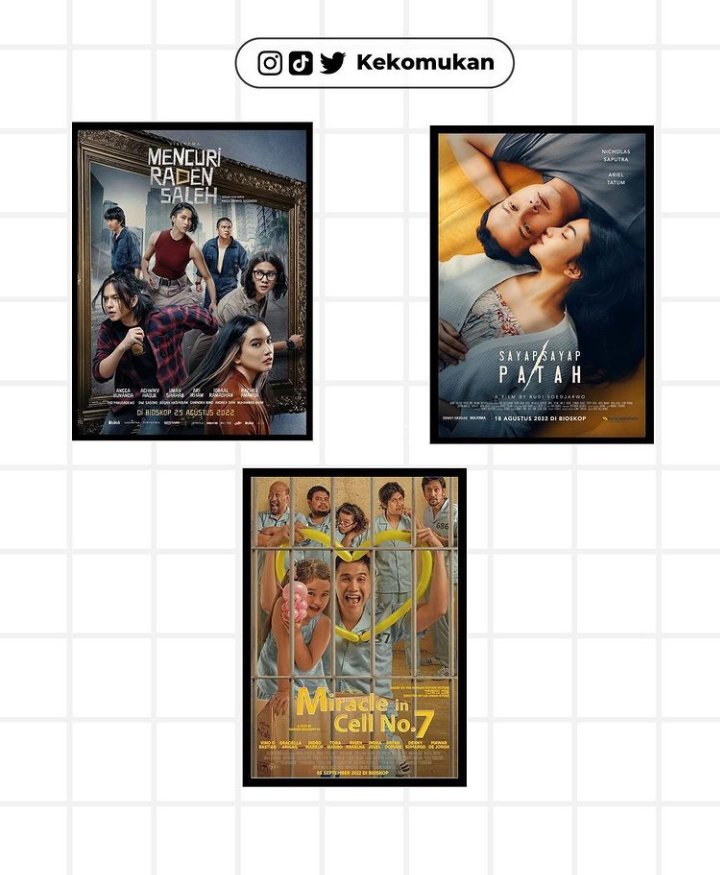 kekomukan's tweet photo. tag bestie kamu dan ajakin buat nonton bareng🤩 
#Rekomendasifilm #MencuriRadenSaleh #miracleincellno7 #SayapSayapPatah https://t.co/DLqiIcQxab