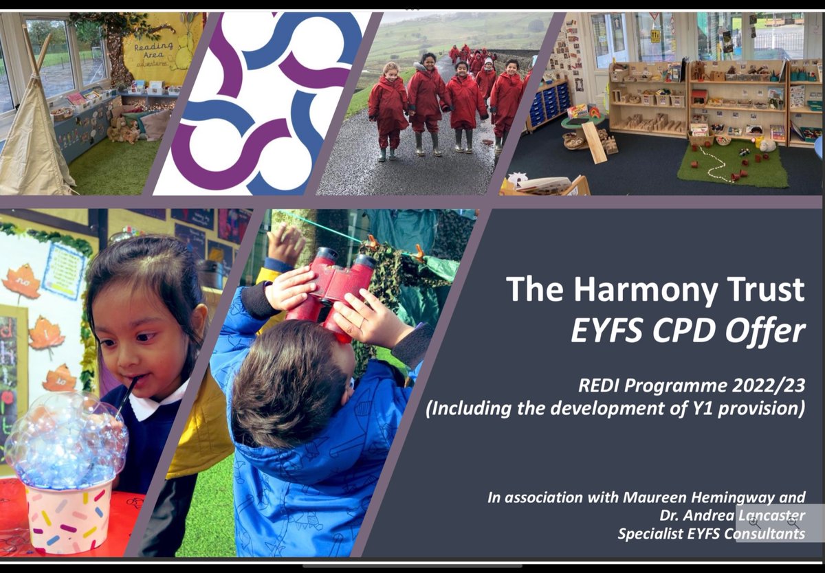 theharmonytrust's tweet photo. Does your school want to improve provision and practice in EYFS? Our REDI programme (Research Evaluation Develop Impact) is now open to all Derby primary schools.
Email: cpd@theharmonytrust.org for pricing and to book your place #eyfs #continuousprovision #y1 #edutwitter #derby https://t.co/bDf3K8l1QG