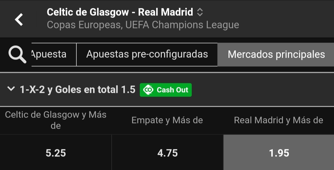 ElTioTipster's tweet photo. Celtic vs Real Madrid
Gana Real Madrid y +1.5 goles
Cuota 1.95
#Stake3
.
.
.
#Stakazo
#Apuestas
#ApuestasDeportivas
#Bet
#SafeBet
#bettingtips
#bettingtipster https://t.co/dbwbCuGYcf