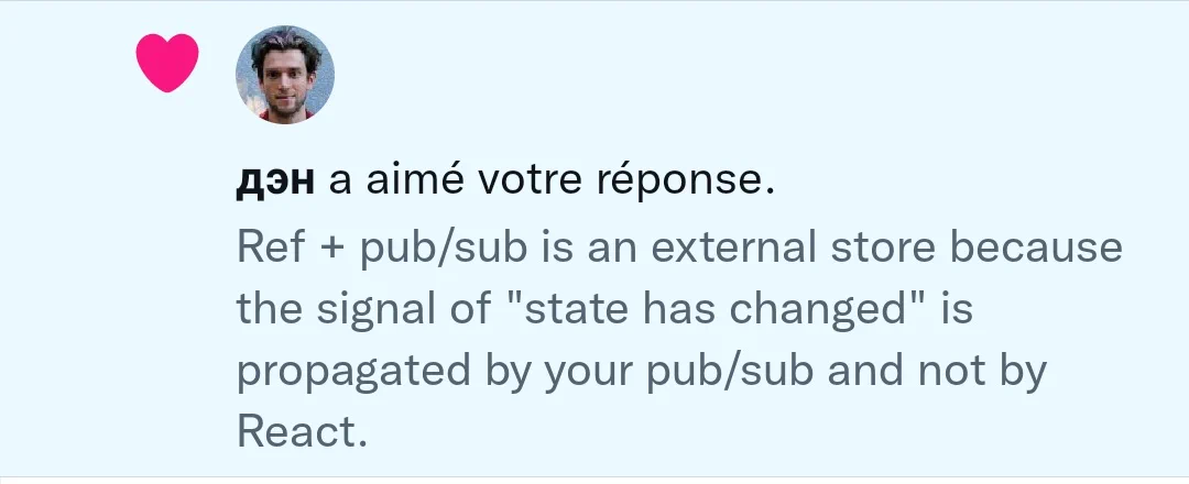 Screenshot of a Twitter notification saying that Dan Abramov liked one of my reply.