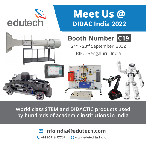 EdutechIndia's tweet photo. We are just a few weeks away from #DIDACIndia 2022 in Bangalore. Don't forget to visit #EdutechIndia at our Booth No: C19
Date: 21st - 23rd Sept 2022
Venue: BIEC, Bangalore
#STEM #EngineeringLabSolutions #DigitalLearningSolutions #EmergingTech #AI #EV #LMS https://t.co/fEnpLsdeXK