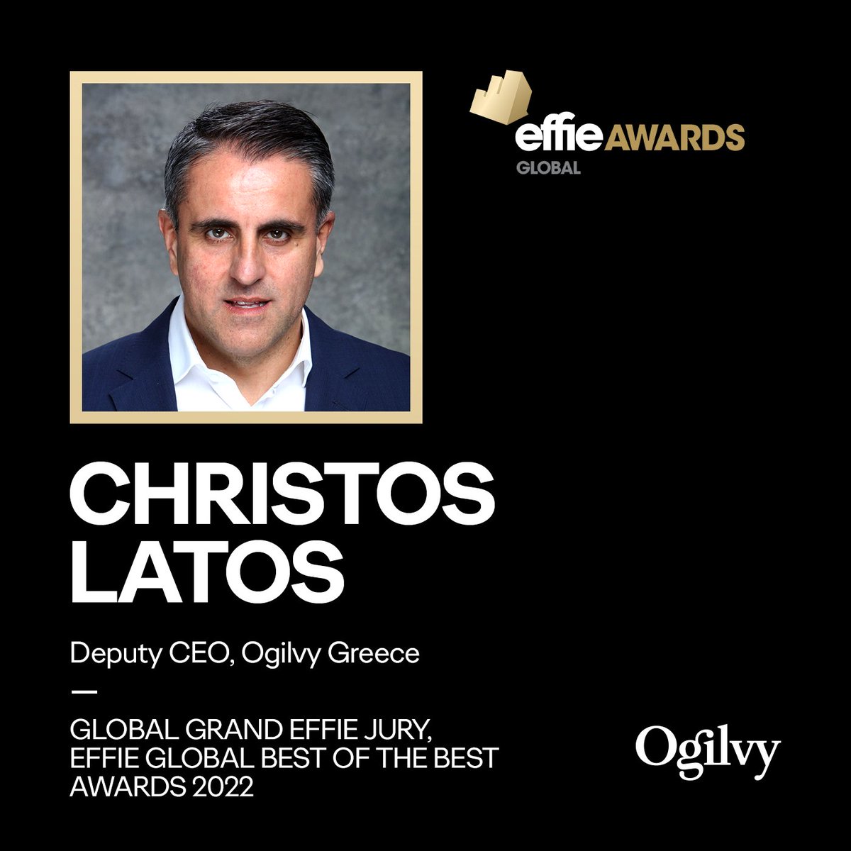 OgilvyGreece's tweet photo. Είναι μεγάλη μας τιμή που ο @latos, Deputy CEO της 
@ogilvygreece, θα είναι φέτος στην κριτική επιτροπή των Global Effie Awards! Στον θεσμό διαγωνίζονται οι Gold Effie winners παγκοσμίως για την ανάδειξη των Global Grand Effie winners. https://t.co/WFsNw3sgIh #Effies #EffieAwards https://t.co/t7ygruK4xw
