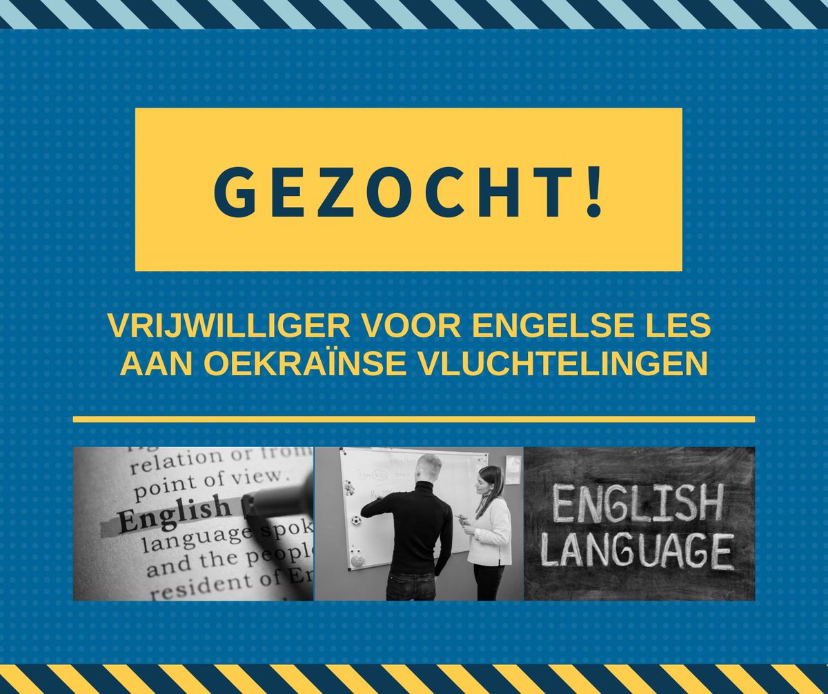 GemMeerssen's tweet photo. Gemeente Meerssen is op zoek naar een vrijwilliger (lerares, leraar, docent(e)) die een aantal uren per week Engels wil leren aan Oekraïense vluchtelingen. Dit zal voornamelijk in de vroege avond zijn of in overleg. Interesse of vragen? Stuur een mailtje aan oekraine@meerssen.nl. https://t.co/YnEI3uWUjd