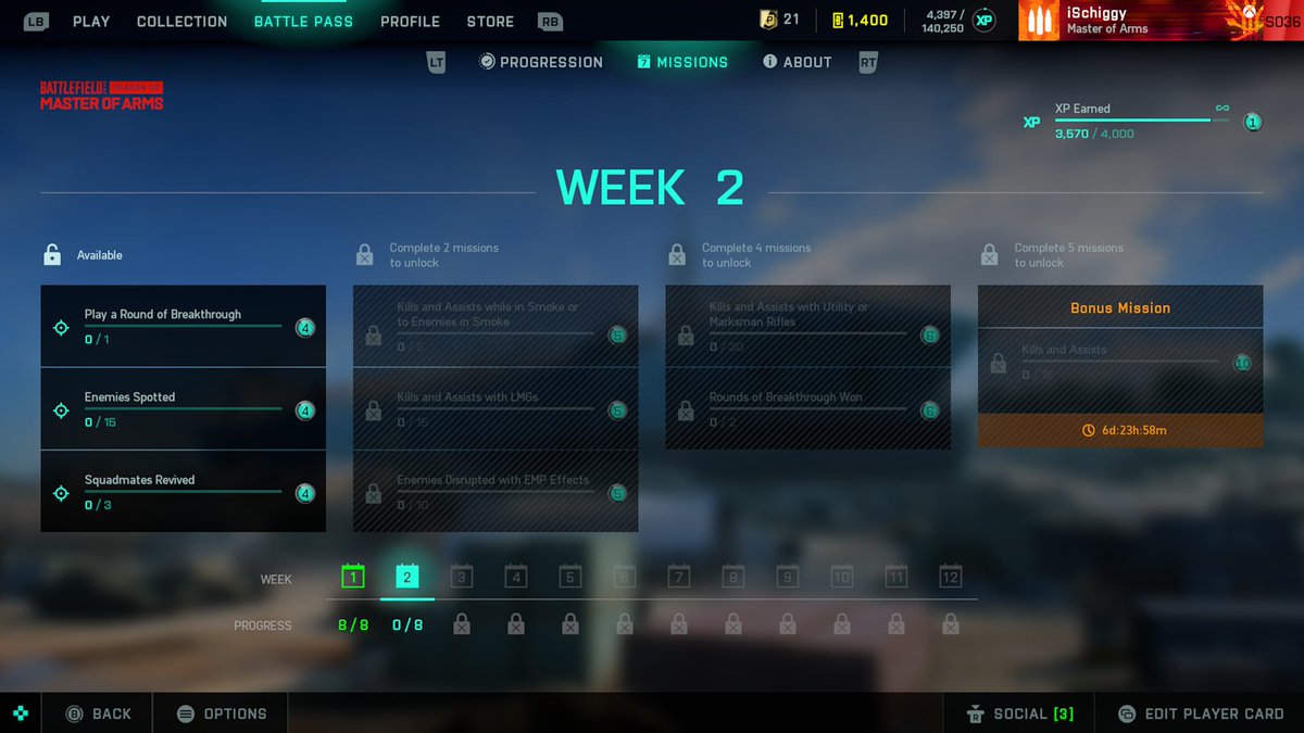 i_schiggy's tweet photo. +++INFO+++
▶️ Weekly Mission Set #2 is live @Battlefield 📋
▶️ Stranded Breakthrough 24/7 🚢
▶️ "Master of Arms" Bundle available in Store! 🛒
▶️ "Little Trouble" Weapon Charm for FREE ✅
#Battlefield2042 #BF2042 #MasterofArms #ExploretheStore https://t.co/OCfk64nqiz
