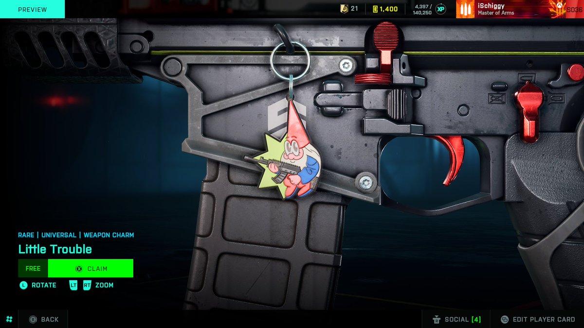 i_schiggy's tweet photo. +++INFO+++
▶️ Weekly Mission Set #2 is live @Battlefield 📋
▶️ Stranded Breakthrough 24/7 🚢
▶️ "Master of Arms" Bundle available in Store! 🛒
▶️ "Little Trouble" Weapon Charm for FREE ✅
#Battlefield2042 #BF2042 #MasterofArms #ExploretheStore https://t.co/OCfk64nqiz