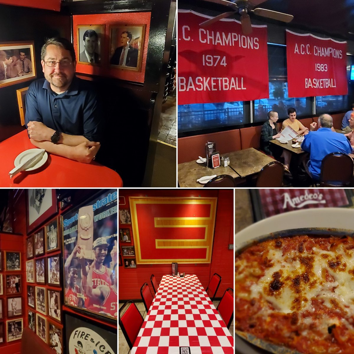 ESPNMcGee's tweet image. Big day. Just realized @AmedeosRaleigh is following me. It would be impossible to count the number of Amedeo's lasagnas I knocked down as a kid. Took my daughter there last summer. "Dang, Dad. How do you know so much about this 1983 basketball team?!"
