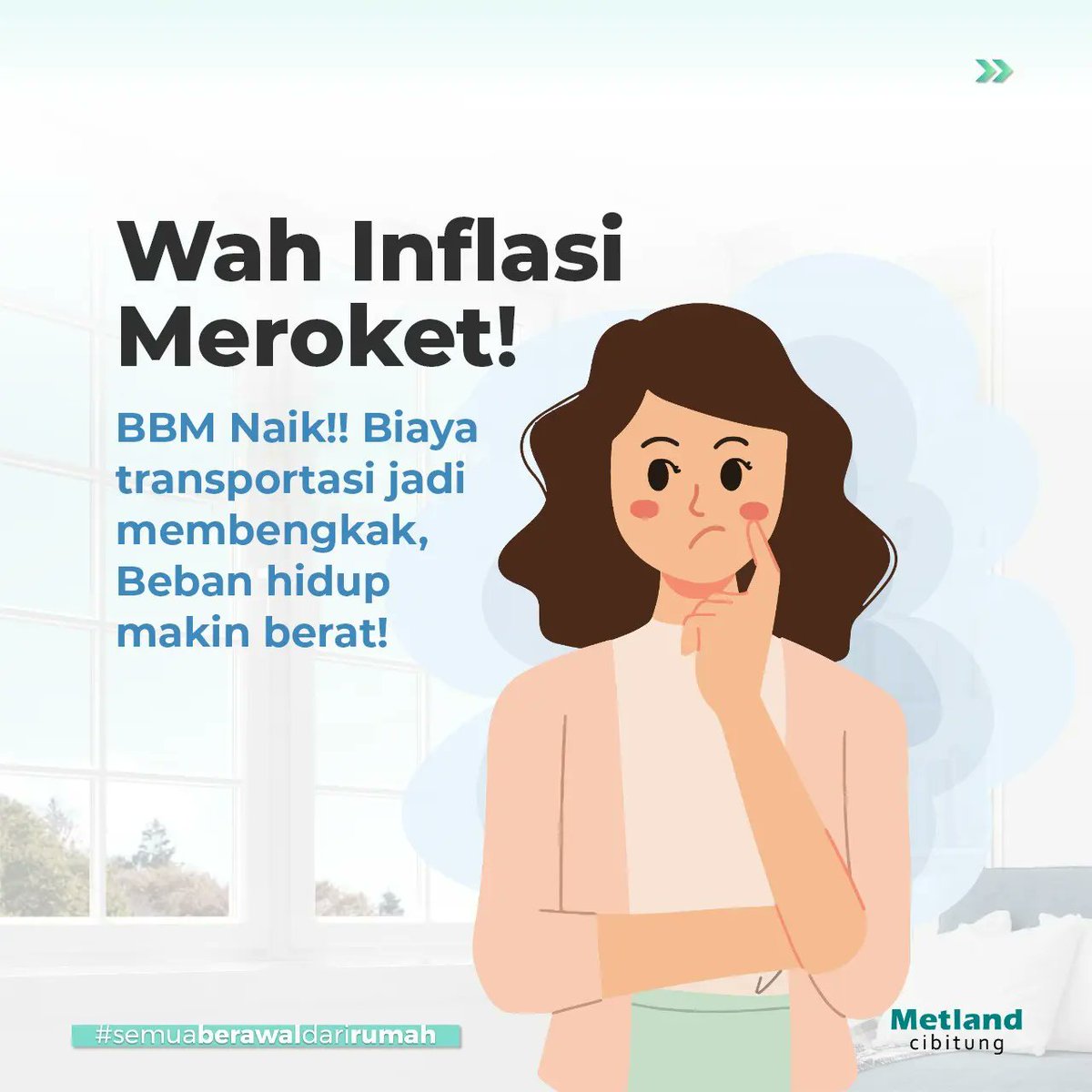 metlandcibi's tweet photo. Efek domino dari kenaikan BBM, harga sembako melambung hingga inflasi meroket. Tenang, tenang! Biaya apa nih yang bisa direm. Apa ganti aja ya naik angkutan umum, tapi harus yang nyaman, pasti on time dan irit. https://t.co/nigU01PuOO