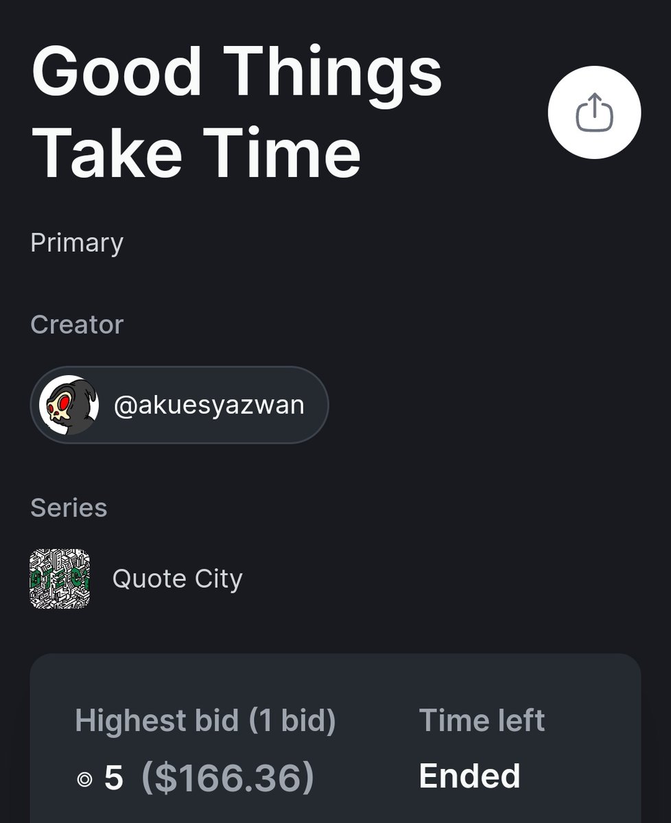 akuesyazwan's tweet image. SOLD!

To HGESOL for 5 SOL.

Thank you for purchasing:
GOOD THINGS TAKE TIME 

More will come in the collection.