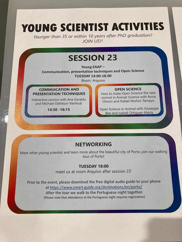 Looking forward to the Young scientist EAAP session and to the networking during the walking tour of Porto! 🇵🇹 @EAAP2022
