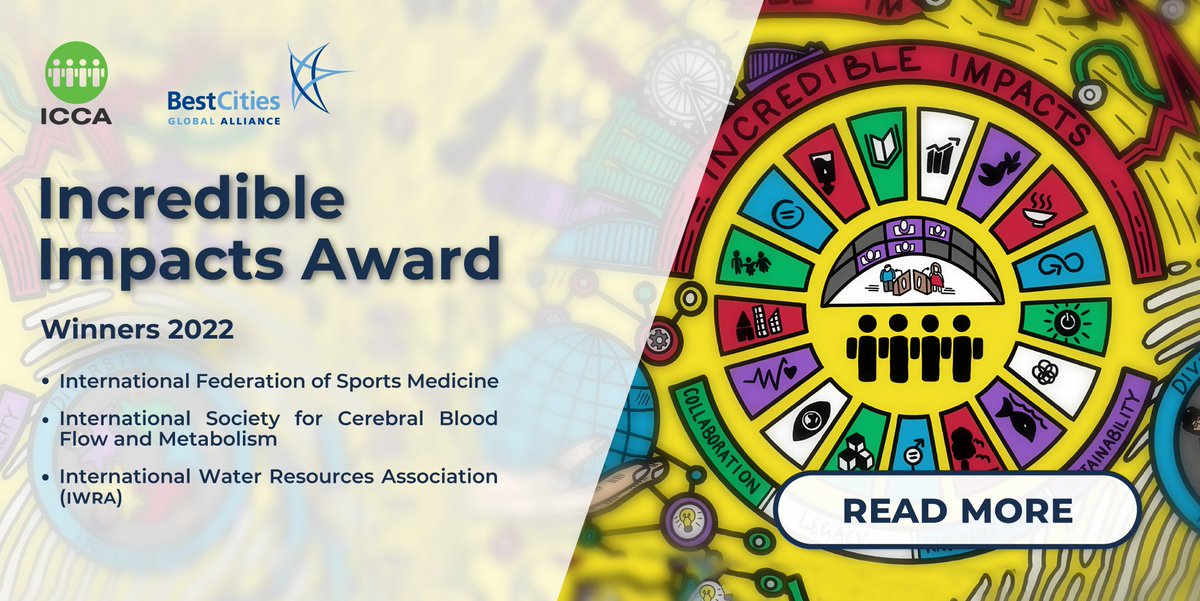 ICCAWorld's tweet photo. ๐ICCA and @BestCitiesGA are proud to announce the winners of the 2022 Incredible Impacts Awards:
International Federation of Sports Medicine
International Society for Cerebral Blood Flow and Metabolism
IWRA - International Water Resources Association
โก๏ธhttps://t.co/3Vl5tlv9ws https://t.co/S3JsmwtwyZ