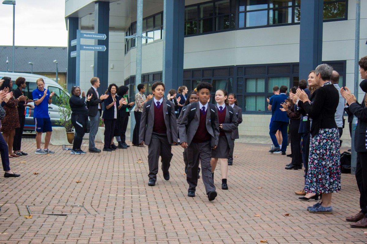 HammersmithAcad's tweet photo. A fantastic first day of secondary school for our new Year 7 students! 

They spent the day getting to know new friends &amp; teachers, &amp; finding their way around the Academy. 

The highlight of the day was our traditional Tie Ceremony and 'Clap Out' at the end of the school day. https://t.co/OgqOCCFLdI