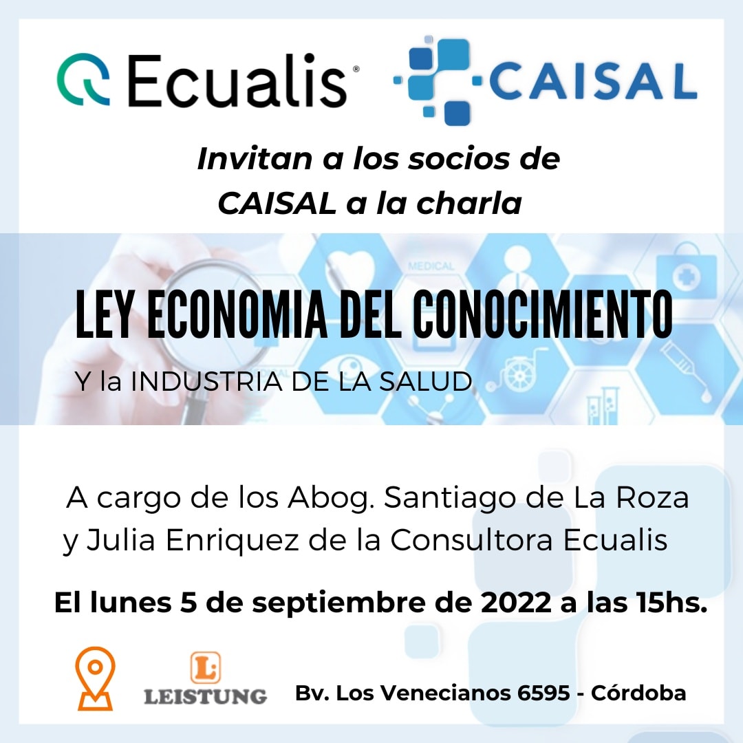 CAISALcba's tweet photo. LEY DE ECONOMÍA DEL CONOCIMIENTO Y LA INDUSTRIA DE LA SALUD

El lunes 5/9 se llevó a cabo para los socios de la Cámara una reunión informativa de asesoramiento a cargo de la Consultora Ecualis: Abog. Julia Enriquez  y Abog. Santiago de La Roza. https://t.co/62UeG3tIhN