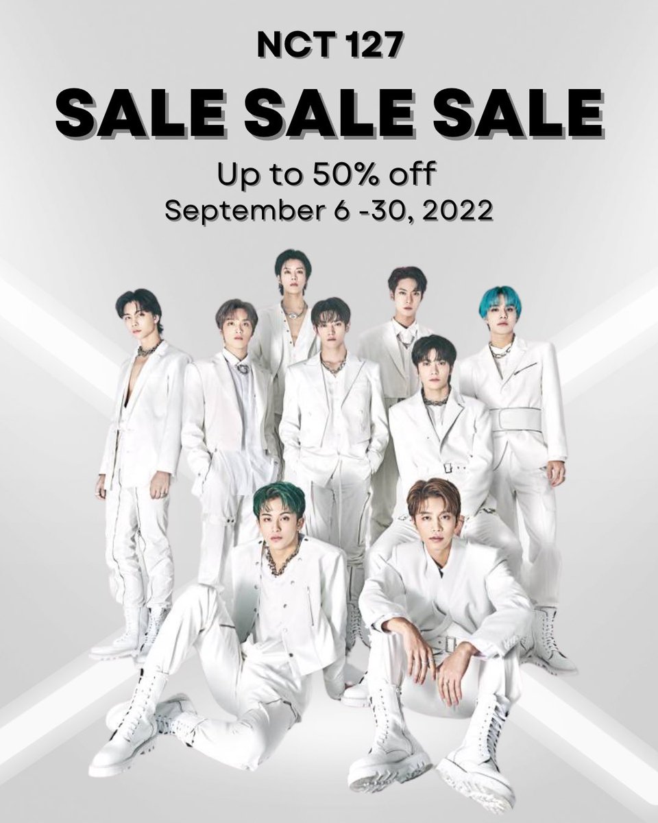 thekmcatalog's tweet photo. All our on-hand NCT 127 Items are going on SALE this month of September! 🏷
 
Catch amazing deals on sealed and unsealed merch for up to ❗️50% off❗️

*discounts are only VALID for IG AND TWT orders

Hurry, before it goes out of stock! ⏰ https://t.co/8UMAP7usfy
