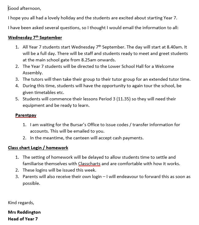 KenilworthSch's tweet photo. Looking forward to seeing our new Year 7s in school tomorrow, here is some last minute information but be assured there will be staff at the main gate to explain where you need to go.  See you in the morning!😀 https://t.co/D7DCcJUW7C