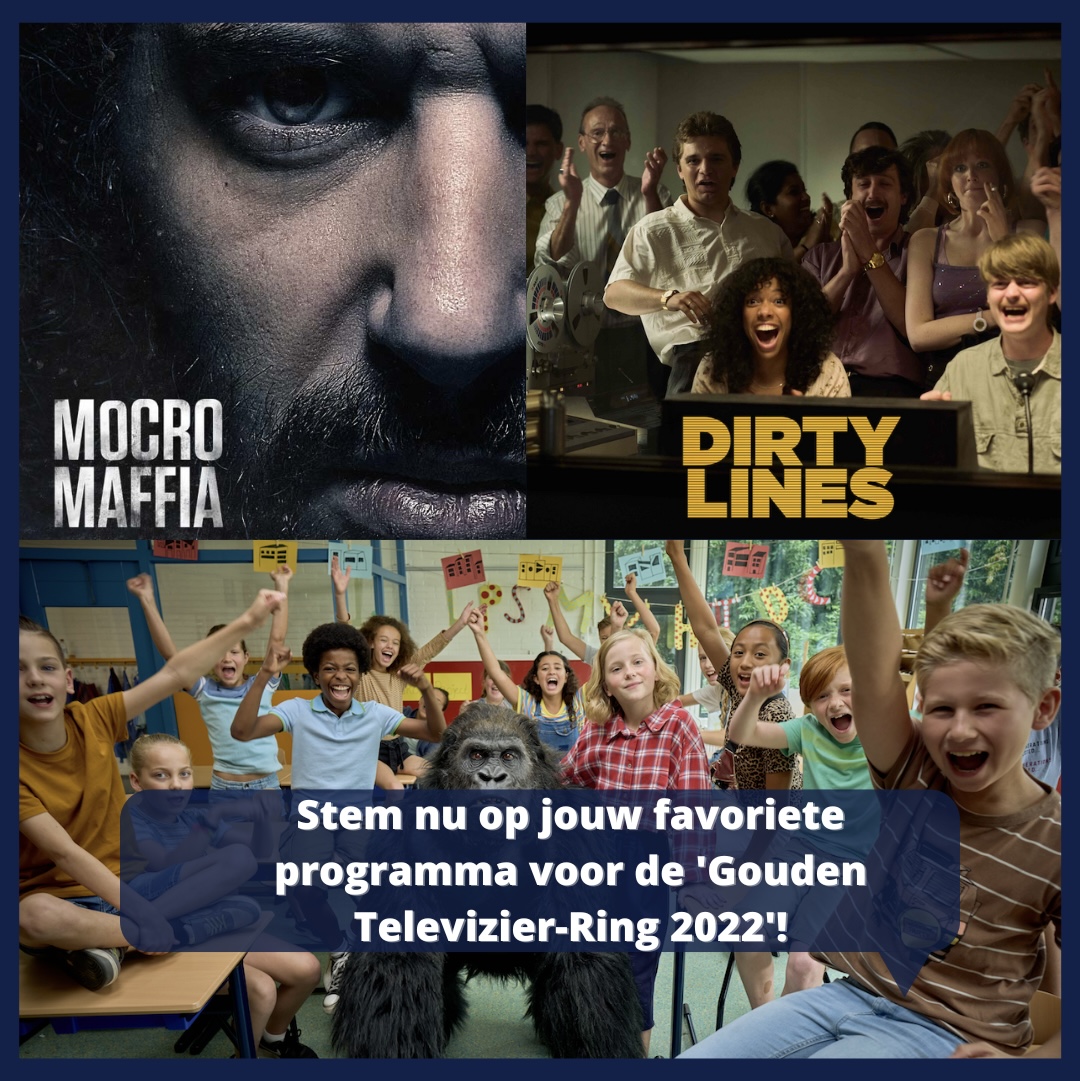 FictionValley's tweet photo. ‘Dirty Lines’, ’Mocro Maffia’ en ‘AAP’ zijn genomineerd voor de ‘Gouden Televizier-Ring 2022’ en de 'Televizier-Ster Jeugd' Stem nu op jouw favoriet via https://t.co/XQV1k5YT9z en https://t.co/ykVnyR0FRj! 🎉

#Goudentelevizierring #televizierring #DirtyLines #MocroMaffia #AAP https://t.co/TkhjRkUsK5