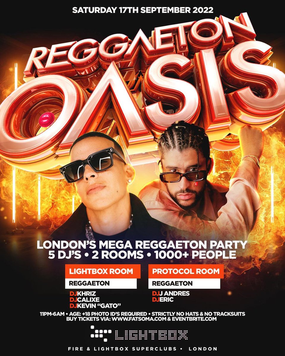 REGGAETON OASIS returns to Fire, Saturday 17th of September.

Bringing with them 5 top latin DJs, playing to 1000+ people across 2 rooms.

Expect the hottest Reggaeton Tracks &amp; Latin Anthems all night long!

Tickets available from the link in bio 🔗