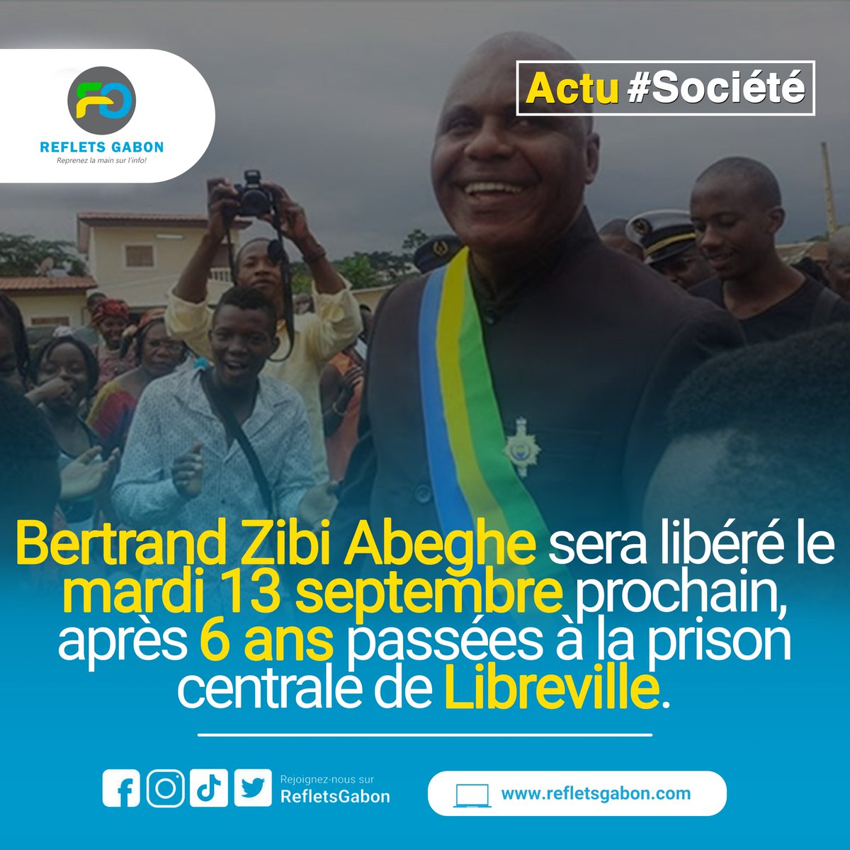 RefletsGabon's tweet photo. [Actu société]- En détention depuis six ans à la prison centrale de Libreville, Bertrand Zibi Abeghe, l’ancien député du district de Bolossoville dans le département du Haut-Ntem, retrouvera la liberté le mardi 13 septembre 2022.
#Gabon #refletsgabon #information #Société https://t.co/a69uaDwkLR