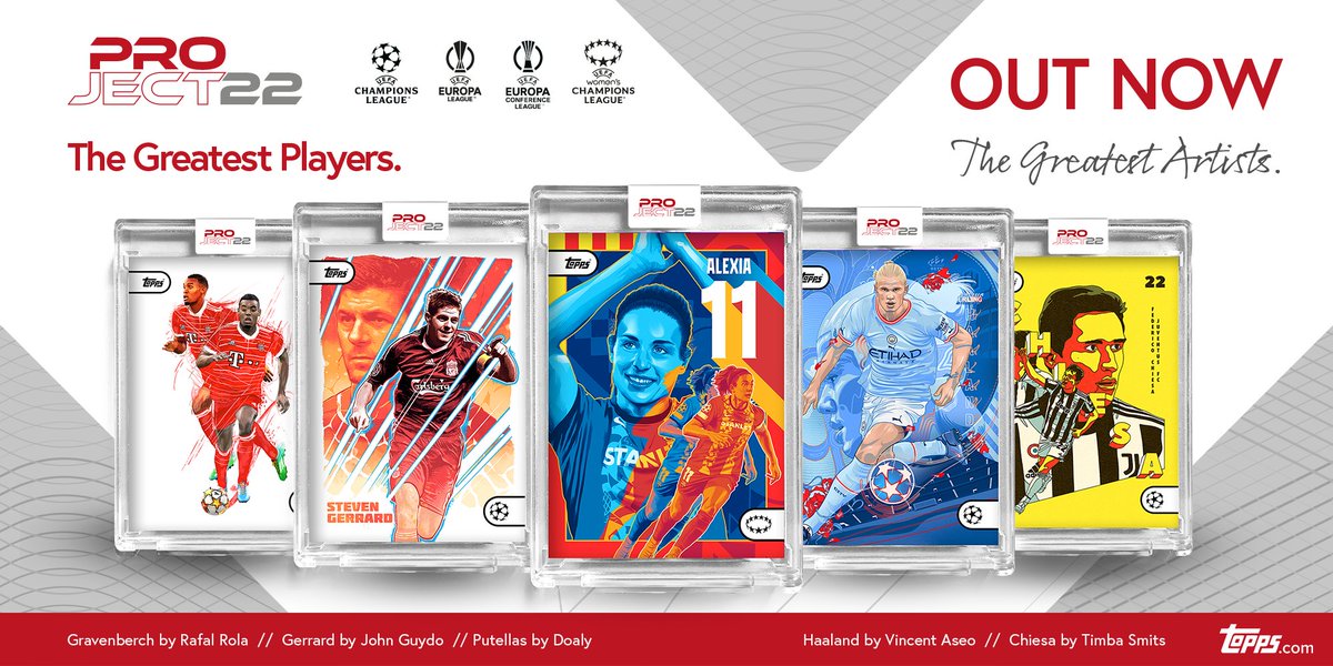 Topps_UK's tweet photo. Week 8️⃣ of Project 2️⃣2️⃣ is here! With the next 5️⃣ stunning artist cards to add to your collection 🔥
Only available for 7️⃣ days! ⏳
🔗 https://t.co/qYyejEQisP
#project22 #barcelonafemeni ##alexiaputellas #lfc #gerrard #mancity #haaland #juventus #chiesa #fcbayern #gravenberch https://t.co/tsgv1YxtqN