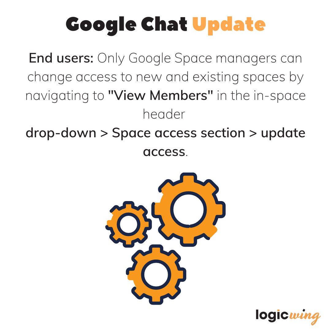 logicwing's tweet image. 08.02.2022 - Space Managers can change access to new and existing spaces in Google Chat 💬
.
.
.
#logicwing #liveworklearn #googleworkspaceupdate #googleworkspace #classroom #logicwingtips