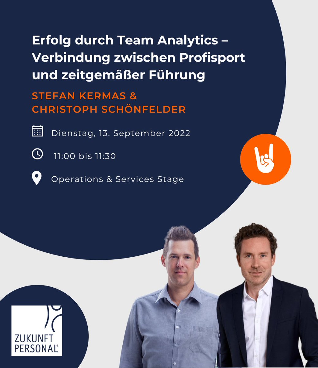 _schoenfelder_'s tweet photo. Stefan Kermas und ich sprechen auf der Zukunft Personal Europe über "Erfolg durch Team-Analytics – Verbindung zwischen Profisport und zeitgemäßer Führung".

Wir freuen uns auf Ihren Besuch! https://t.co/UpBwPE11NV