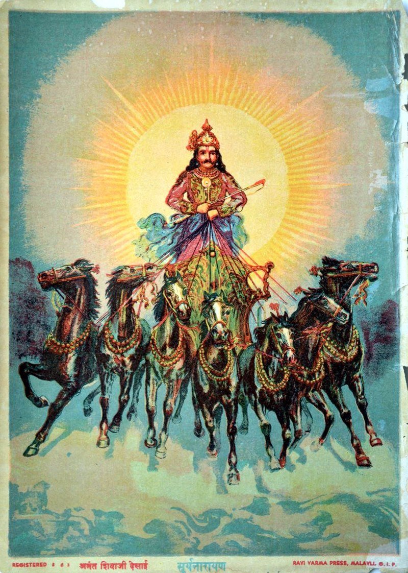 pokhrelking's tweet image. In the Hindu text, it is mentioned that Surya has seven horses on which he travels. Each horse represents the color of the sun. [Seven colors of the sun (in combination, makes rays) in which the sun travels.] This was written way before the birth of Isaac Newton.