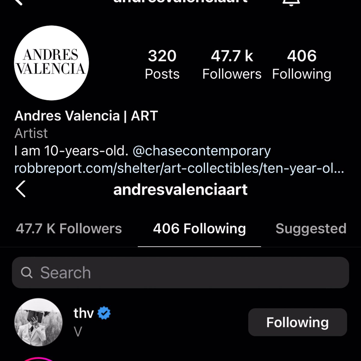 Taehyungimpact's tweet photo. Omg did taehyung purchased or got that art from Andres Valencia, a 10 year old best artist ?! He’s also following taehyung on his Instagram! Taehyung is an art collector and interested in arts 🥹 https://t.co/aR5EeeuSx7