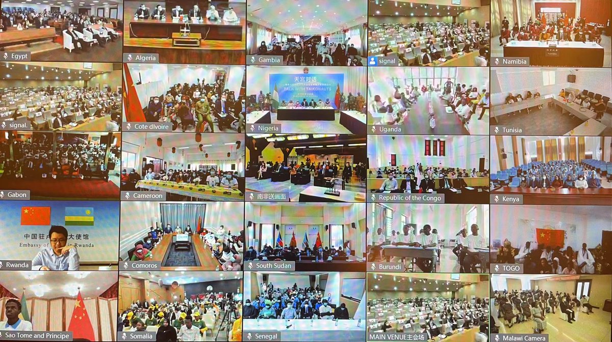 ChinatoAU's tweet photo. #TalkWithTaikonauts successfully concluded! The live broadcast room is very popular and sets off universe fever in Africa. China will continue to support Africa to develop its own space technology. #ChinaAfricaSpaceTalk https://t.co/VRHdslQz1I