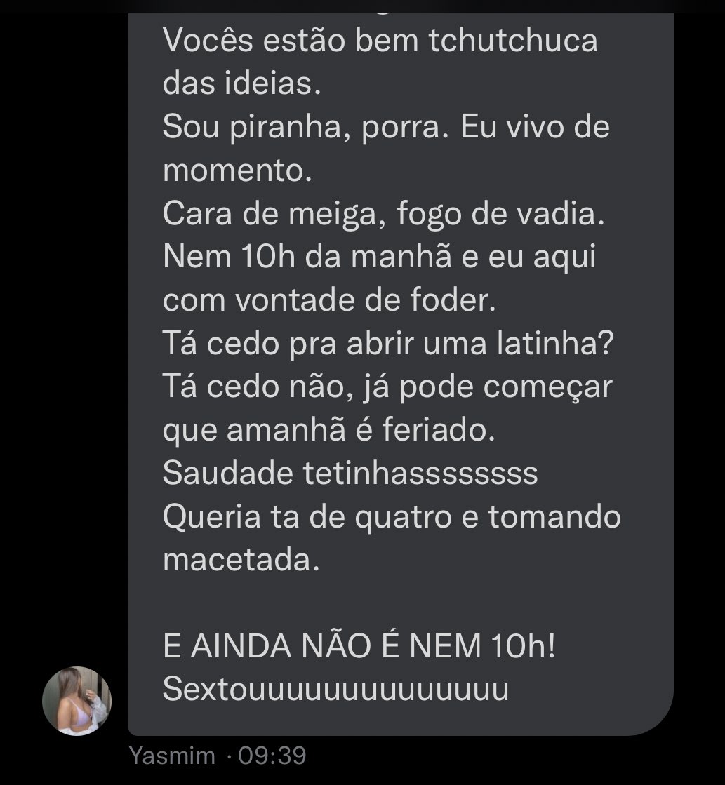 DONNASIMD's tweet image. Graças ao Senhor da Putaria, temos uma novatinha que toma nota das melhores falas que aconteceram pela manhã (nem 10 ainda), vamos expor? Essas foram as melhores até agora, aguardamos por mais.