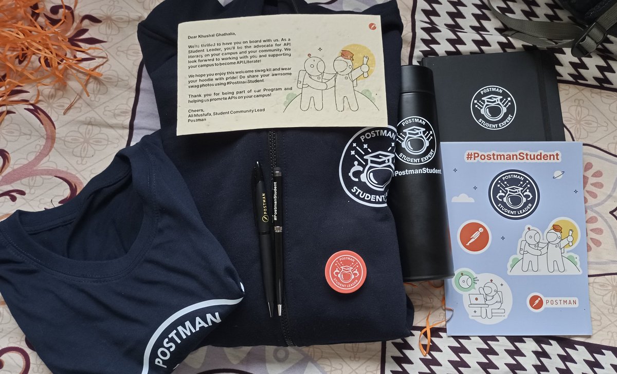 Kghathalia's tweet photo. Finally Recieved Postman Student Leader Kit. Thank You @ialimustufa @Aanchalmishra__ for this amazing kit
#postman #postmanstudentleader
@getpostman https://t.co/FEXaZsMQfq