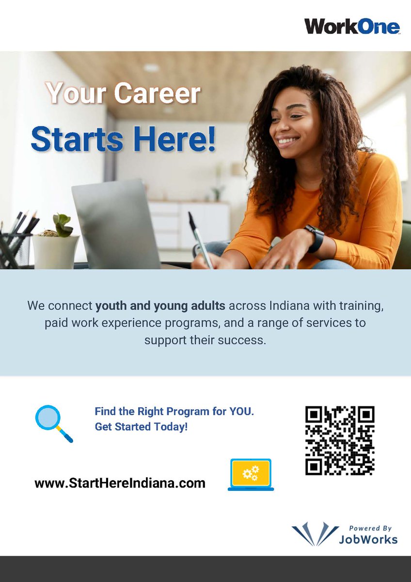 StartHereIndiana.Com We connect youth and young adults across Indiana with training, paid work experience programs, and a range of services to support their success. Find the Right Program for YOU. Get started today!