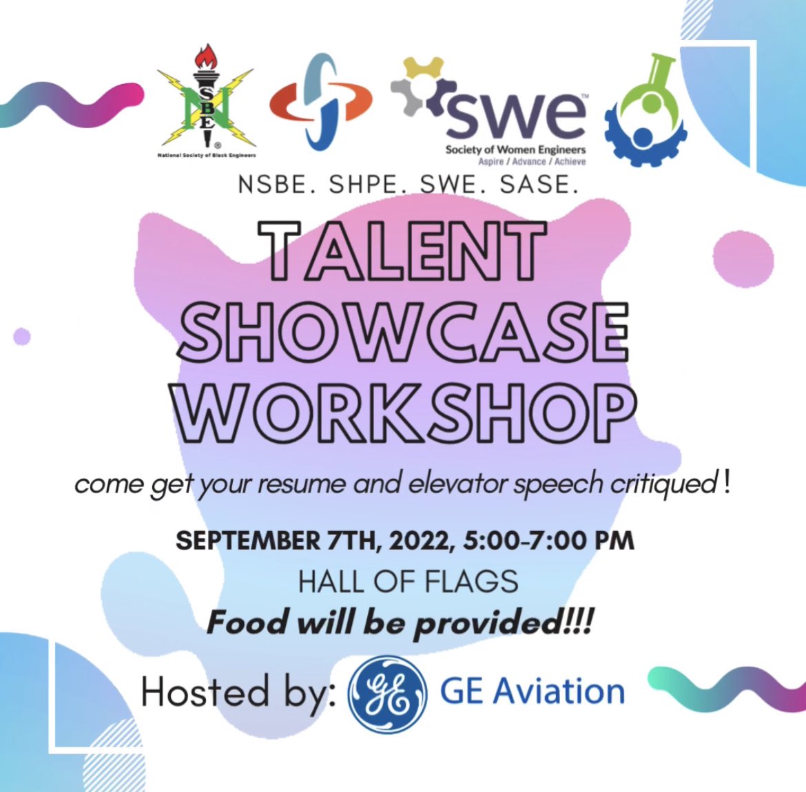 USF_NSBE's tweet photo. Hey NSBE!! 

To prepare for the Career Fair, now known as the Talent Showcase, we will be joining with SHPE, SWE, SASE and GE Aviation for a workshop!! Help us help you to prepare for the talent showcase with a resume and elevator pitch critique!
SEE YOU THERE BULLS!! 💚💛❤️🖤 https://t.co/aONJLqtr0F