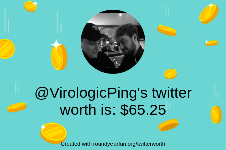 VirologicPing's tweet photo. My Twitter worth is: $65.25

Find yours with https://t.co/D1nffEoSkB

⠀ https://t.co/IHyqRisquL