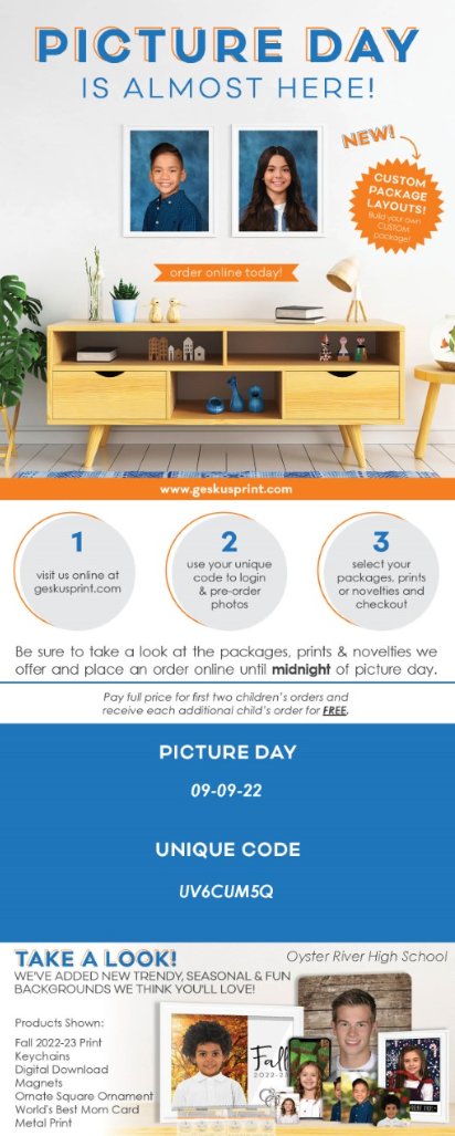 ORHS Picture Day is this Friday 9/9!