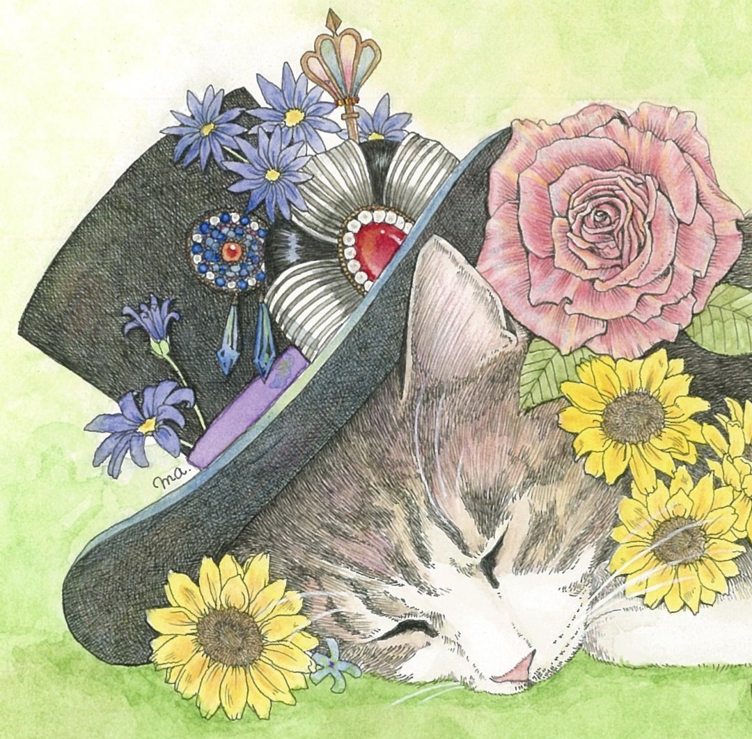 「今日も1日お疲れ様でしたいい夢でありますように。#イラスト #猫のいる幸せ 」|ま。(machiko.)@妖精妖怪展・posfes.vol.2のイラスト