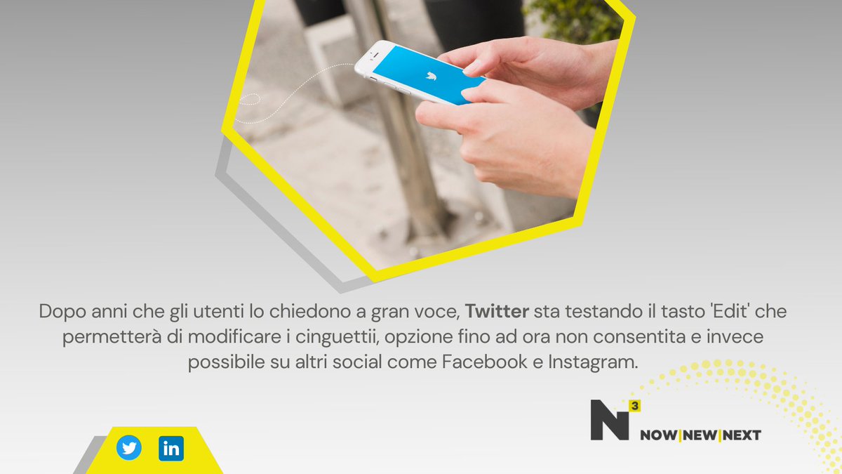 In un #tweet sul suo profilo ufficiale la società ha scritto che alcuni utenti potrebbero iniziare a vedere i tweet modificati nel loro flusso di #notizie perché, appunto, sta testando il tanto atteso pulsante di modifica.

bit.ly/3AYB0AW

<a href="/Agenzia_Ansa/">Agenzia ANSA</a> <a href="/Twitter/">Twitter</a>