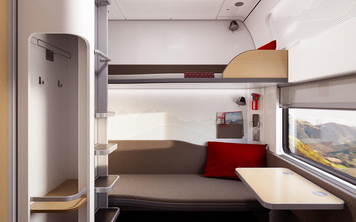 WilMochileando's tweet photo. ¿Tomar el tren de noche en Barcelona, dormir cómodo, y amanecer en Suiza? Será posible y te conectará a 14 ciudades europeas. Nightjet, un consorcio de compañías de trenes europeas comenzará a operar su primera ruta en 2022. Ahorrarás la noche de hotel y el boleto de avión. 🙌🏾🚝 https://t.co/2CGzZ4Ag6l