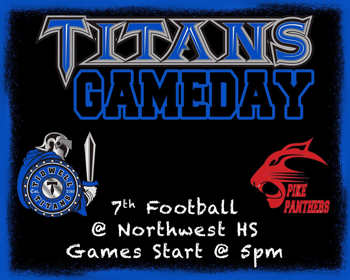 🏈 7th Game Day 🏈

1st game to start the 2022 Football Season against the Pike Middle School Panthers.

🆚 Pike | <a href="/PikePanthers/">Gene Pike Athletics</a> 
🏟 Northwest HS Stadium
⏰ C-5pm, B-6pm, A-7pm
🎟 $4 Adults, $2 Students | CASH ONLY

<a href="/Tidwell_MS/">John Tidwell M.S.</a> | @BNHSFOOTBALL09 | <a href="/NISDAthletics/">NISD Athletics</a>