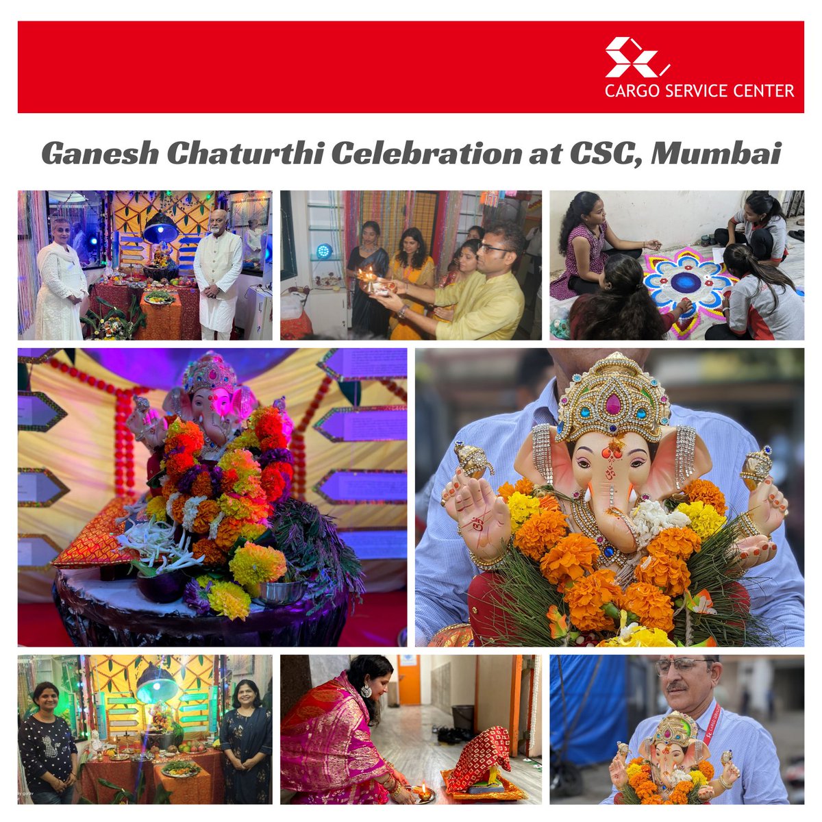 CSCIndia_PvtLtd's tweet image. #NewsAtCSC | Here are some of the glimpses from Ganesh Chaturthi Celebration 2022 at our #Mumbai Office.
As rains blesses the earth, may #LordGanesha bless #CSCfamily with never-ending happiness.

#ganeshchaturthi #ganpatibappamorya #ganesha #ganeshotsav #celebration #AirCargo