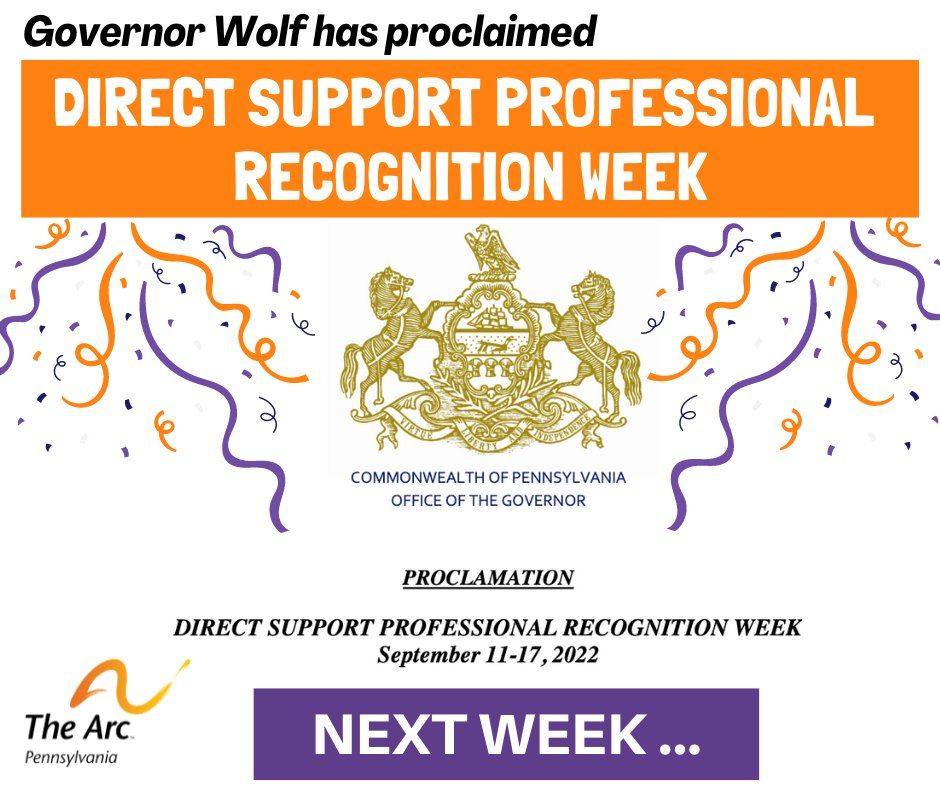 TheArcPA's tweet photo. Next week will be a big celebration of Direct Support Professional Recognition! The Governor of PA, @GovernorTomWolf, has issued a state proclamation. We’ve got a lot of people to honor! Read the proclamation here: https://t.co/kOeWaPbITW
 
#DSPRW2022 #SupportMeSupportDSPs https://t.co/L6ktfaly1a
