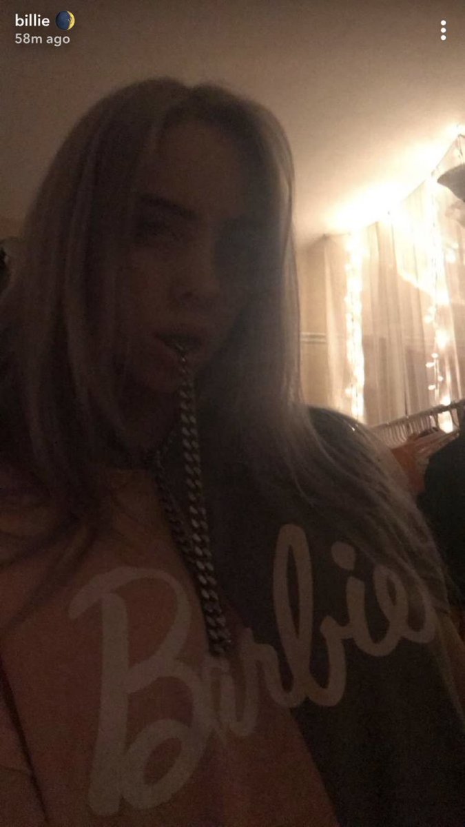 fetusbe's tweet photo. billie eilish via snapchat five years ago (december 7, 2017) https://t.co/EPhkpV4cc1