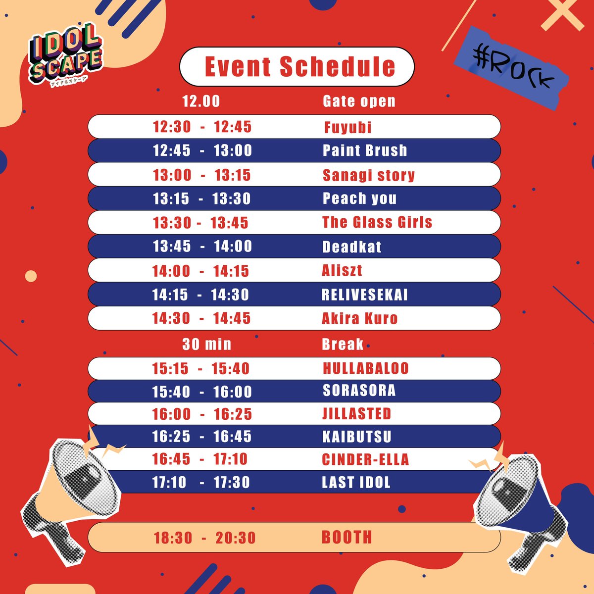 idol_scape's tweet photo. Idol Scape Vol. 01

Agenda &amp; Rules and regulation 
Stage: Open 12.00 hrs./ Start 12.30 hrs.
---------------------------------------
ตารางงาน และ มาตรการและกฎการเข้าร่วมงาน
ประตูเปิด 12.00 น./ เริ่มแสดง 12.30 น.

#IdolScape https://t.co/DaE9T0puWo