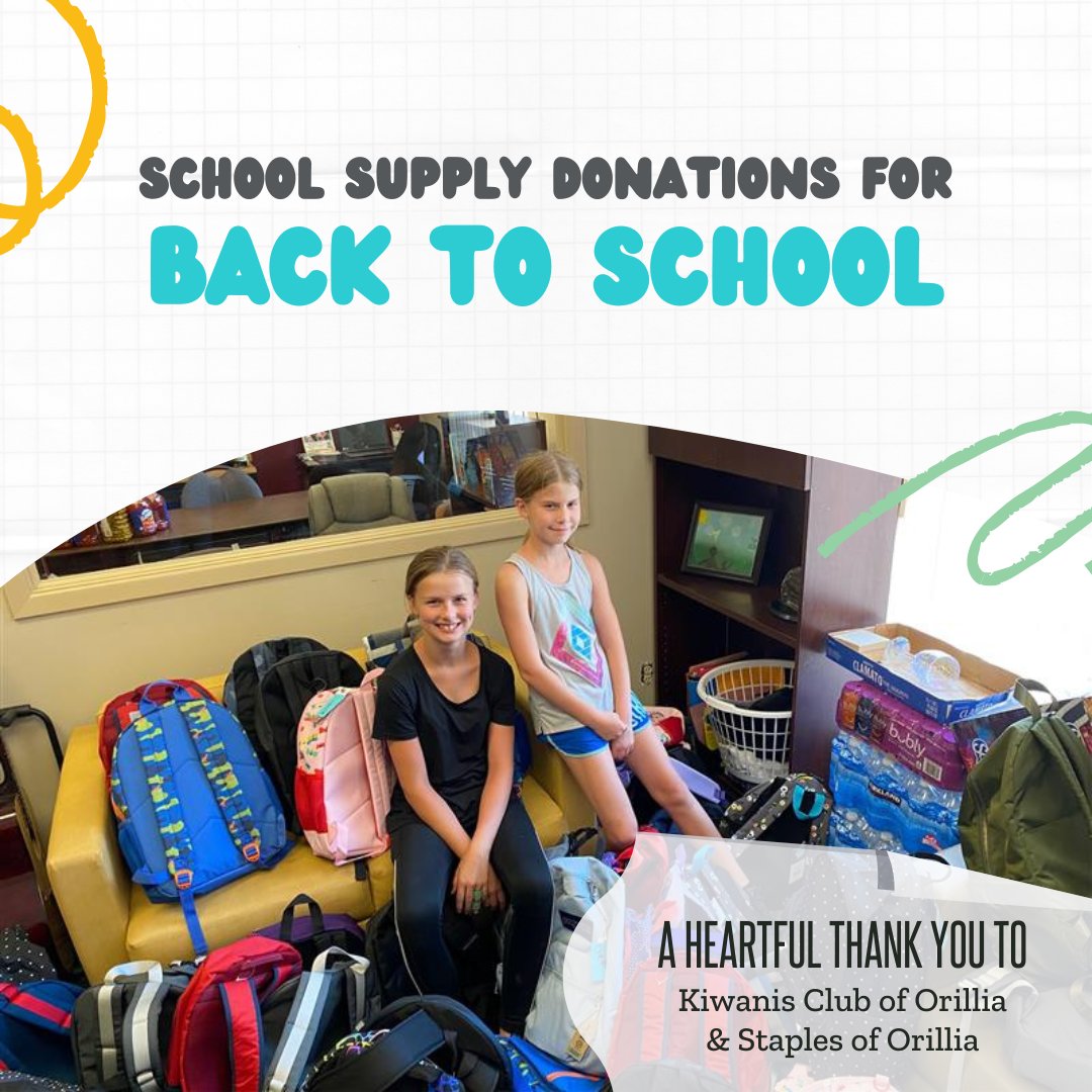 With the help of the Kiwanis Club of Orillia and Staples of Orillia, we were able to provide 50 filled backpacks to the children and youth in our programs! 🍎✏️🏫

#community #communitypartner #biggertogether #giveback #helpingothers #donations #bigbrothersbigsisters #bbbsorillia