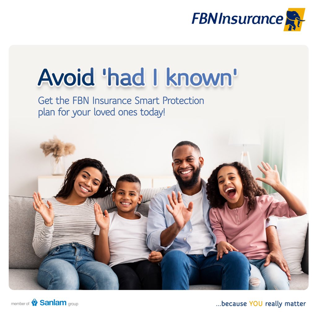 SanlamNigeria's tweet photo. Don't give room for regrets, please do the right thing!
Protect your loved ones with the FBN Insurance Smart Protection Plan today.
Reach out to us at https://t.co/UsP8UX4Jdo
#FBNInsurance
#SmartProtection
#Insurance
#family https://t.co/Z00Amknu52