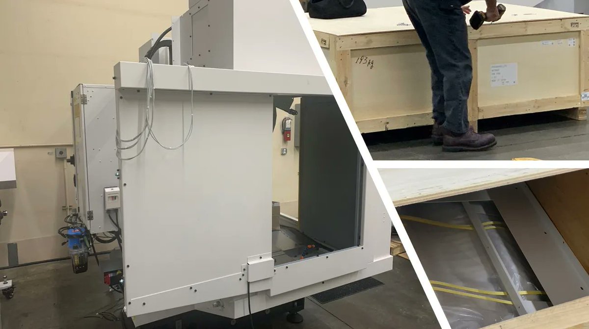 Unboxing and installing an automatic door for what is to become a robotic machine tending cell. #CNC #cncmachine  #industrial