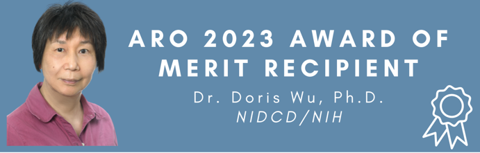 ARO is pleased to announce Dr. Doris Wu as the 2023 Award of Merit recipient! 

Dr. Wu is awarded for her foundational and innovative work studying the molecular mechanisms underlying inner ear development. 

Read more on Dr. Wu here - aro.org/awards/2023-aw…

#ARO2023 #2023MWM