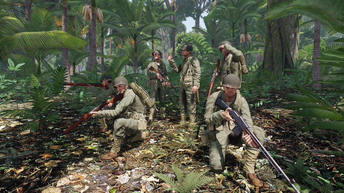 A3SGM (ArmA III Segunda Guerra Mundial) La foto muestra a miembros de las 2da Escuadra durante una pausa, en los combates alrededor del aeródromo de Guadalcanal.  La Batalla por Guadalcanal es parte de la Campaña de las Islas Salomón. <a href="/3Mundial/">Arma 3 Segunda Guerra Mundial</a> <a href="/WW2_in_A3/">Iron Front Arma 3</a> <a href="/Arm/">Arm</a>